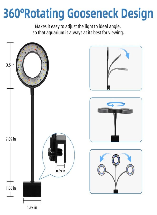 داتو مصباح حوض السمك DaToo بمشبك ومؤقت، مصباح صغير يعمل بمنفذ USB، بقوة 8 واط، قابل للتعتيم، كامل الطيف، مناسب لأحواض أسماك البيتا، مؤقت قابل للتعديل، متعدد الألوان، مزود بإضاءة LED (المحول غير مرفق). - Image 5